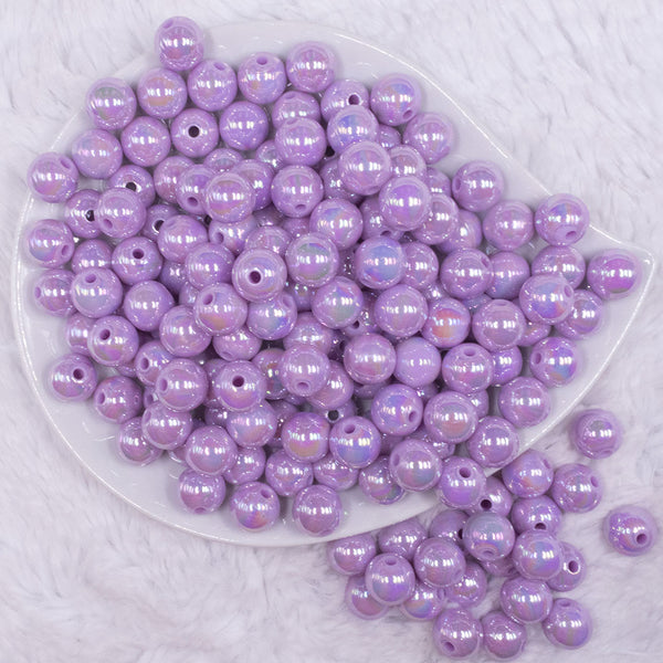 top view of a pile of 12mm Light Purple AB Solid Acrylic Bubblegum Beads