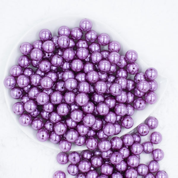 Top view of a pile of 12mm Lilac Purple Faux Pearl Acrylic Bubblegum Beads [20 Count]
