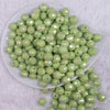top view of a pile of 12mm Lime Green Disco AB Solid Acrylic Bubblegum Beads