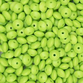 12mm Lime Green Lentil Silicone Bead