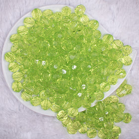 12mm Lime Green Transparent Faceted Shaped Bubblegum Beads