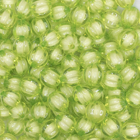12mm Lime Green Transparent Pumpkin Shaped Bubblegum Beads
