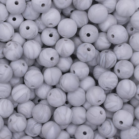 12mm Marble White Round Silicone Bead