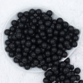 12mm Matte Black Acrylic Bubblegum Beads [20 & 50 Count]