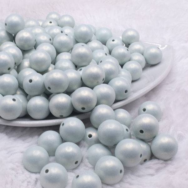 front view of a pile of 12mm Matte Blue pearl Acrylic Bubblegum Beads