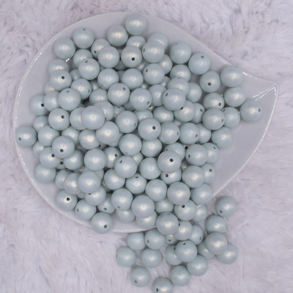 top view of a pile of 12mm Matte Blue pearl Acrylic Bubblegum Beads