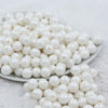 Front view of a pile of 12mm Matte White Acrylic Bubblegum Beads [20 & 50 Count]