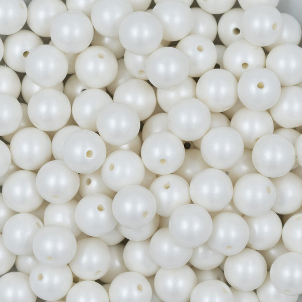 Close up view of a pile of 12mm Matte White Acrylic Bubblegum Beads [20 & 50 Count]