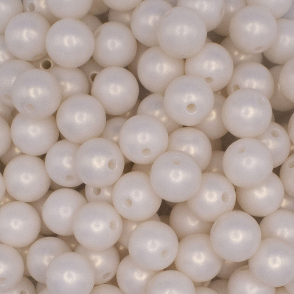 close up view of a pile of 12mm Matte Ivory pearl Acrylic Bubblegum Beads