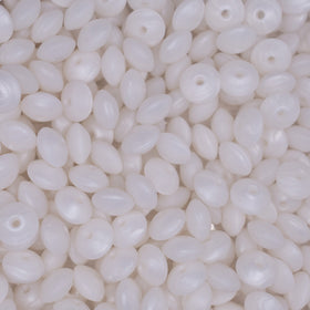 12mm Metallic White Lentil Silicone Bead
