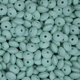 12mm Mint Green Lentil Silicone Bead