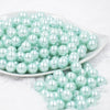 front view of a pile of 12mm Mint Green Faux Pearl Acrylic Bubblegum Beads [20 Count]