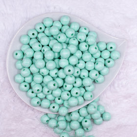 12mm Pastel Mint Green Plaid Print Chunky Acrylic Bubblegum Beads - 20 Count