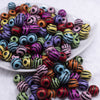 Front view of a pile of 12mm Mixed Zebra Print Chunky Acrylic Bubblegum Beads - 20 Count