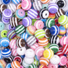 Close up view of a pile of 12mm Mixed Stripes Resin Chunky Bubblegum Jewelry Beads