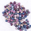 top view of a pile of 12mm Dark Solid AB Fall Acrylic Bubblegum Bead Mix - Choose Count