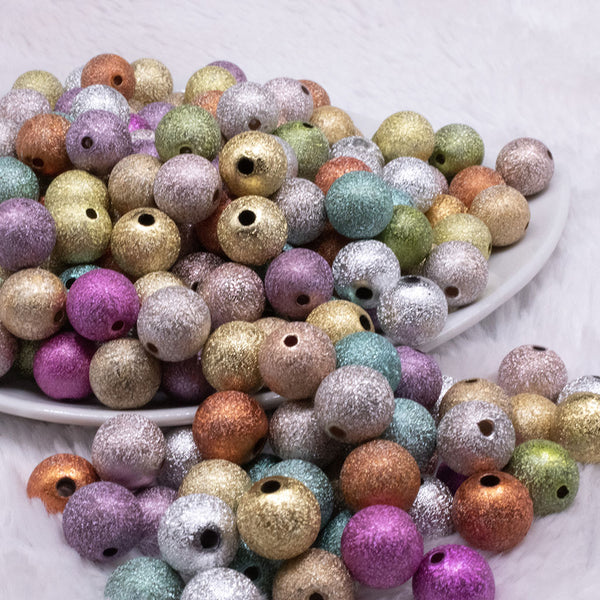 front view of a pile of 12mm Stardust Bubblegum Beads Bulk  - 50 & 100 Count