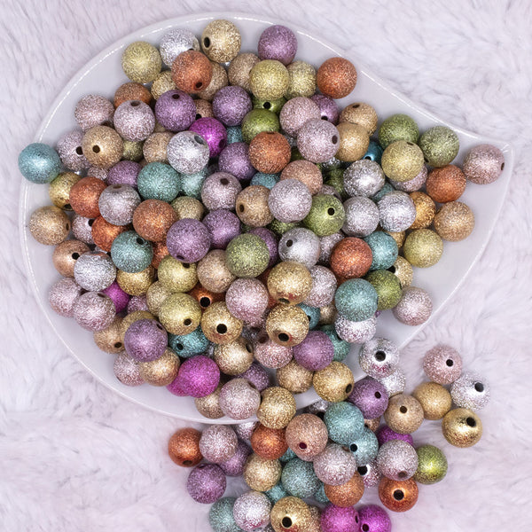 top view of a pile of 12mm Stardust Bubblegum Beads Bulk  - 50 & 100 Count