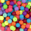 Close up view of a pile of 12mm NEON Solid Color Mix Acrylic Bubblegum Beads Bulk [100 Count]
