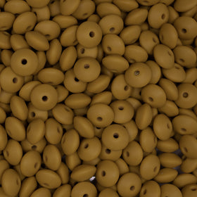 12mm Mustard Yellow Lentil Silicone Bead