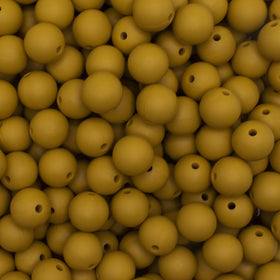 12mm Mustard Yellow Round Silicone Bead