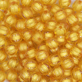 12mm Mustard Yellow Transparent Pumpkin Shaped Bubblegum Beads