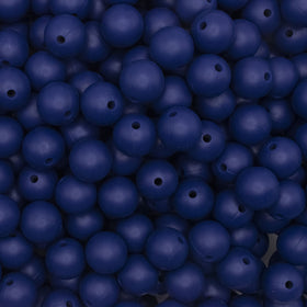 12mm Navy Blue Round Silicone Bead