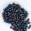 Top view of a pile of 12mm Smoked NeoChrome Black AB Solid Acrylic Bubblegum Beads [20 Count]
