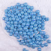 top view of a pile of 12mm Ocean Blue AB Solid Acrylic Bubblegum Beads