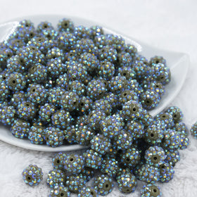 12mm Army Green Rhinestone AB Bubblegum Beads