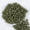 Top view of a pile of 12mm Army Green with Clear Rhinestone Bubblegum Beads