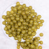 top view of a pile of 12mm Olive Yellow Shimmer Glitter Sparkle Bubblegum Beads - 20 Count