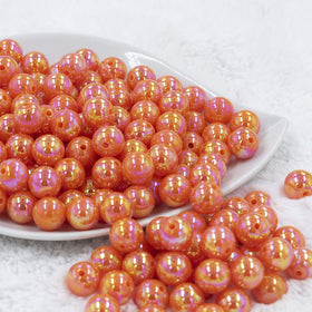 12mm Orange AB Solid Acrylic Bubblegum Beads