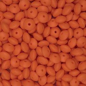12mm Orange Lentil Silicone Bead