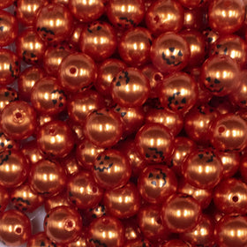 12mm Jack O Lantern Pearl Pumpkin Face Halloween print Bubblegum Beads