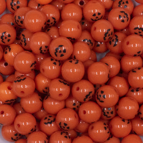 12mm Jack O Lantern Pumpkin Face Halloween print Bubblegum Beads