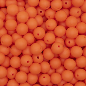 12mm Orange Round Silicone Bead