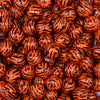 Close up view of a pile of 12mm Orange & Black Tiger Print Chunky Acrylic Bubblegum Beads - 20 Count