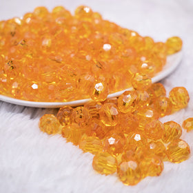 12mm Orange Transparent Faceted Shaped Bubblegum Beads