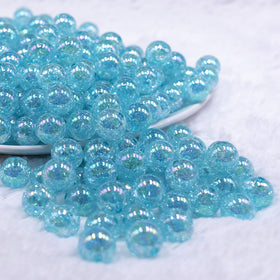 12mm Pastel Blue Crackle AB Bubblegum Beads