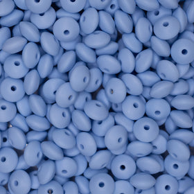 12mm Pastel Blue Lentil Silicone Bead