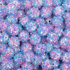 12mm Pastel Confetti Rhinestone AB Bubblegum Beads - Choose Count