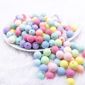 12MM Matte Pastel Solid Color Mix Acrylic Bubblegum Beads Bulk