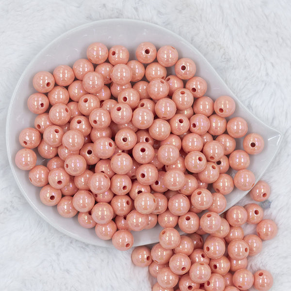 Top view of a pile of 12mm Peach AB Solid Acrylic Bubblegum Beads [20 Count]