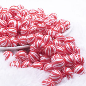12mm Peppermint Candy Chunky Acrylic Bubblegum Beads - 20 Count