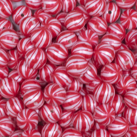 12mm Peppermint Candy Chunky Acrylic Bubblegum Beads - 20 Count