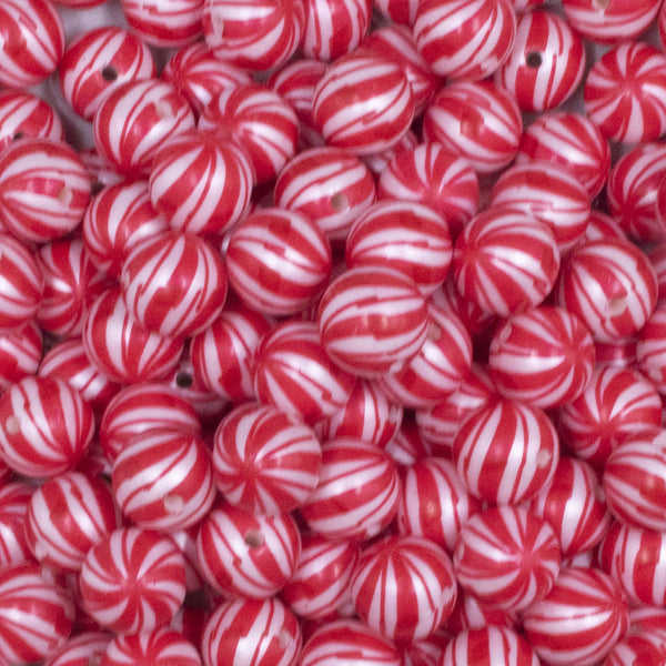 close up view of a pile of 12mm Peppermint Candy Chunky Acrylic Bubblegum Beads - 20 Count