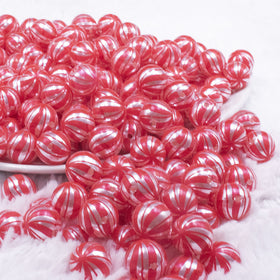 12mm Peppermint Pearl Candy Chunky Acrylic Bubblegum Beads - 20 Count