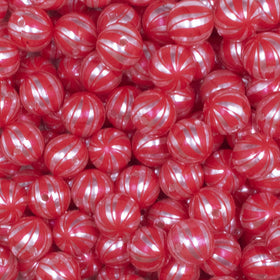 12mm Peppermint Pearl Candy Chunky Acrylic Bubblegum Beads - 20 Count