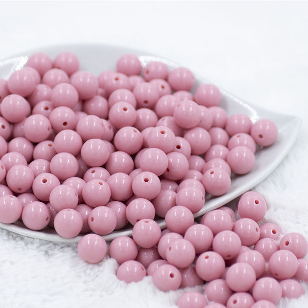 Front view of a pile of 12mm Mauve Pink Acrylic Bubblegum Beads [20 & 50 Count]